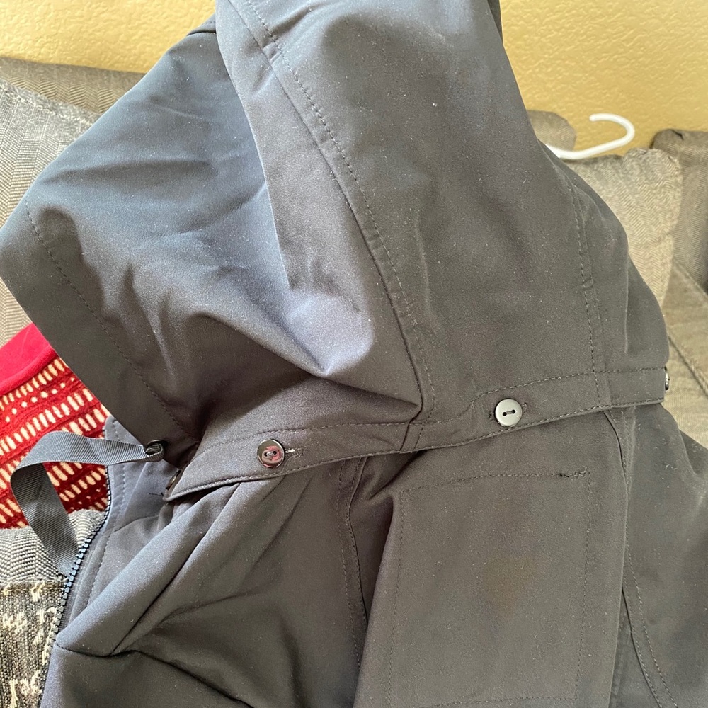 New Sebby black jacket with hood. Size L